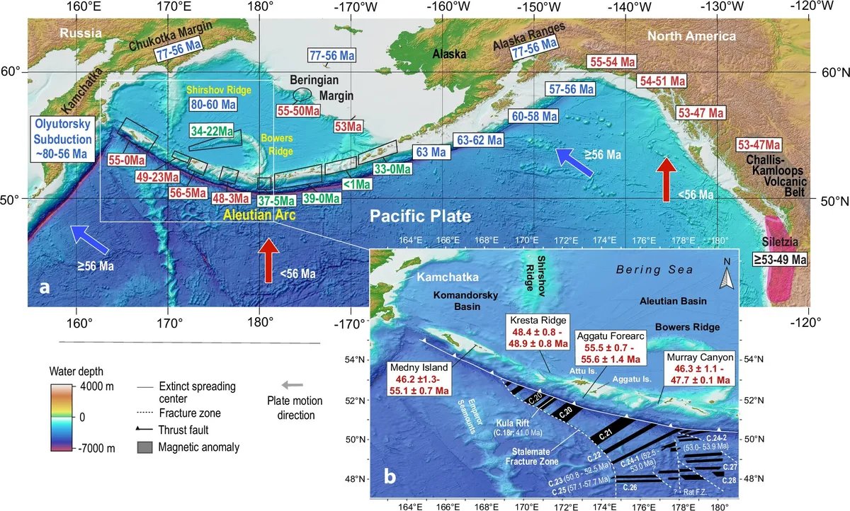 Aleutian subduction zone began 56 million years ago, study finds