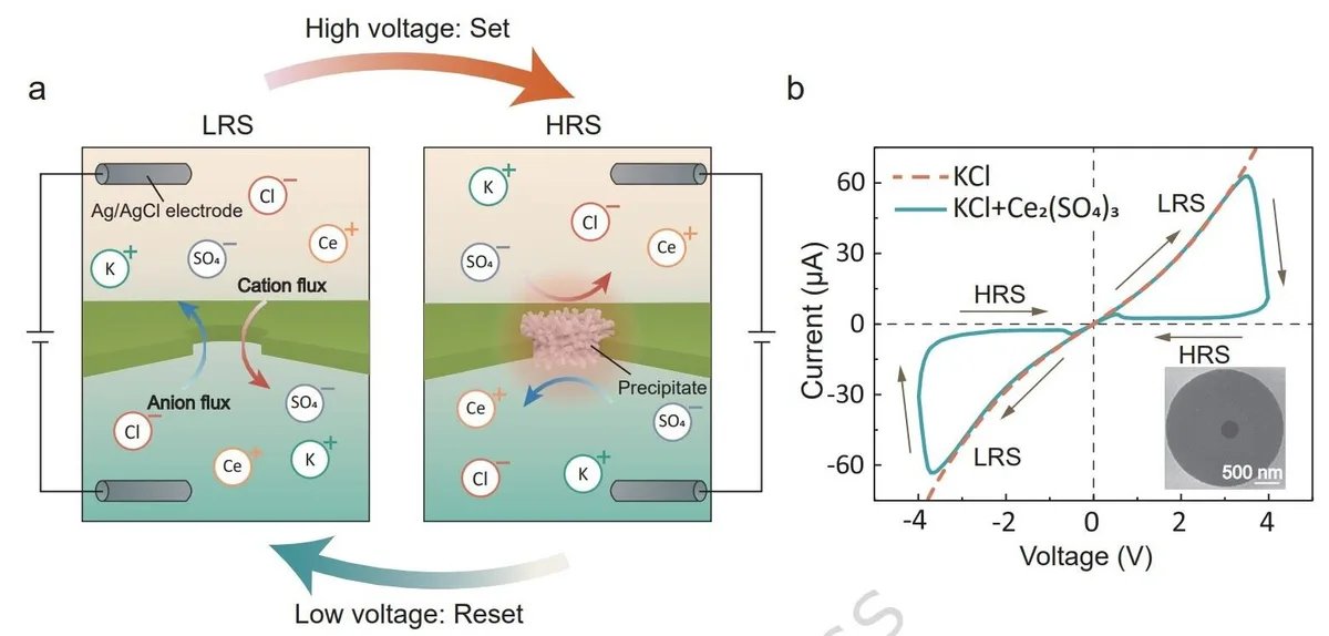 Nanopore memristor uses self-heating for brain-like memory