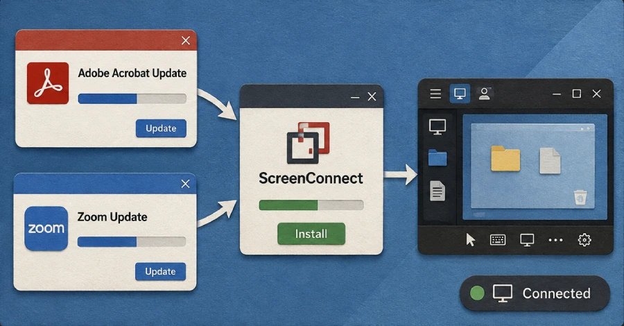 Securonix раскрыла кампанию SMOKE#SCREEN, внедряющую ScreenConnect через поддельные обновления Adobe и Zoom