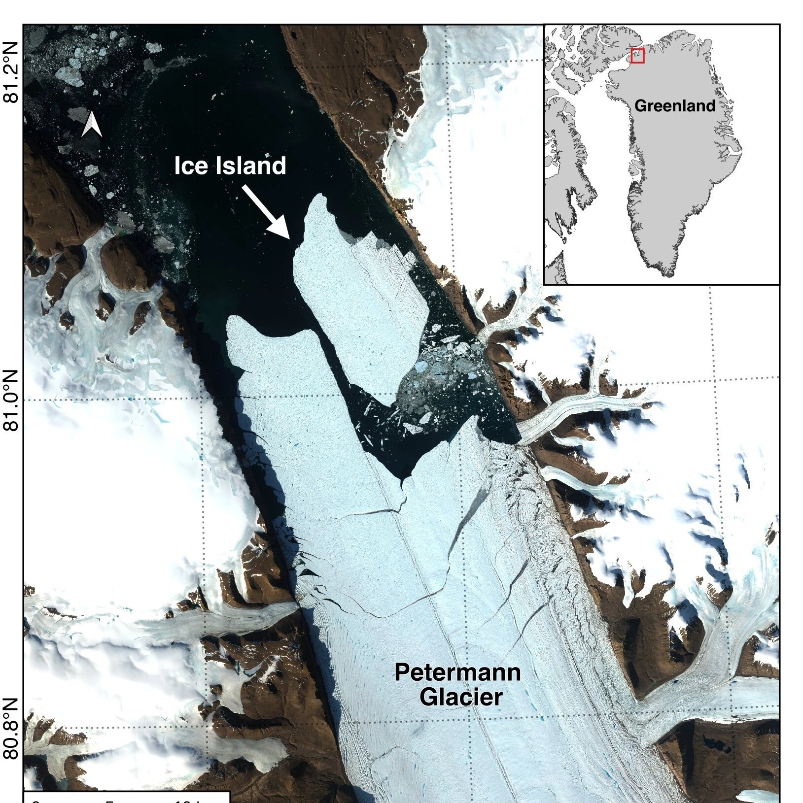 Petermann Glacier creates 76 km² ice island, largest Arctic calving since 2020