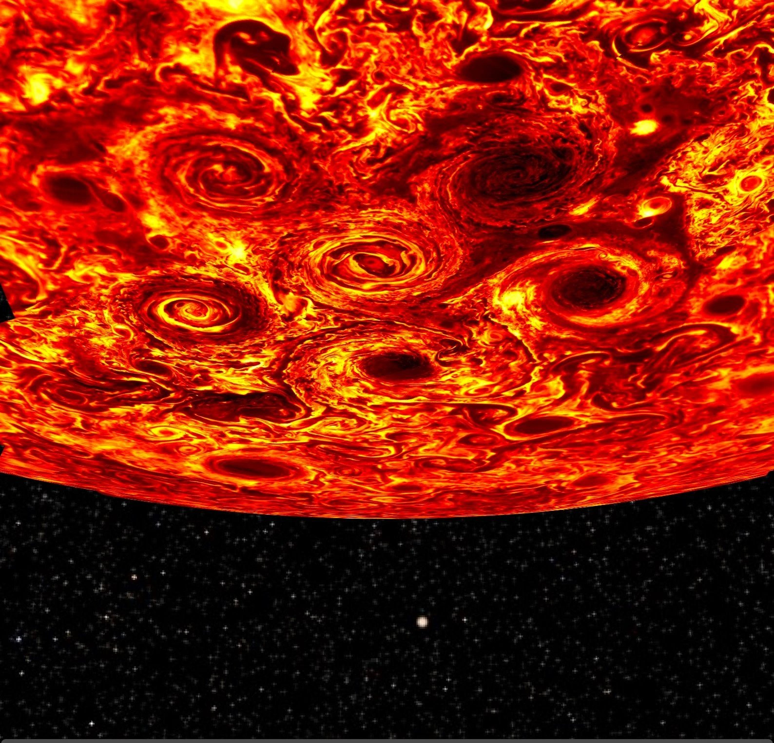 Jupiter's north pole holds nine cyclones, not one storm, Juno data show