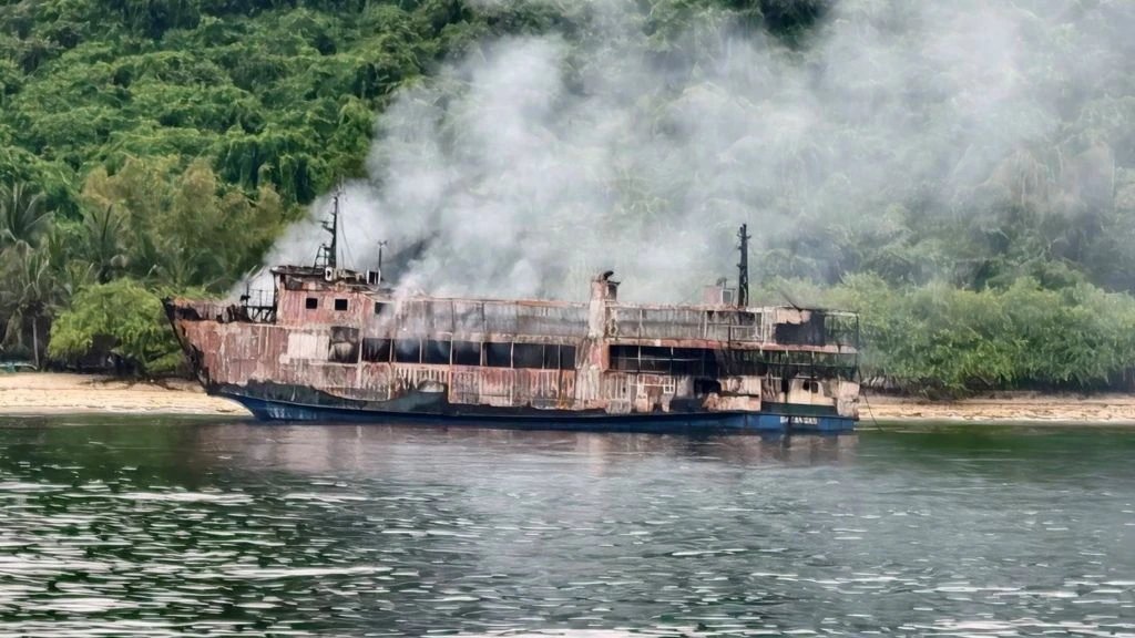 Philippine rescuers board MV June Aster 40 hours after ferry fire