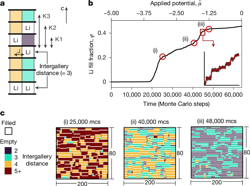 Lithium insertion in graphite anodes occurs through rapid avalanche-like events